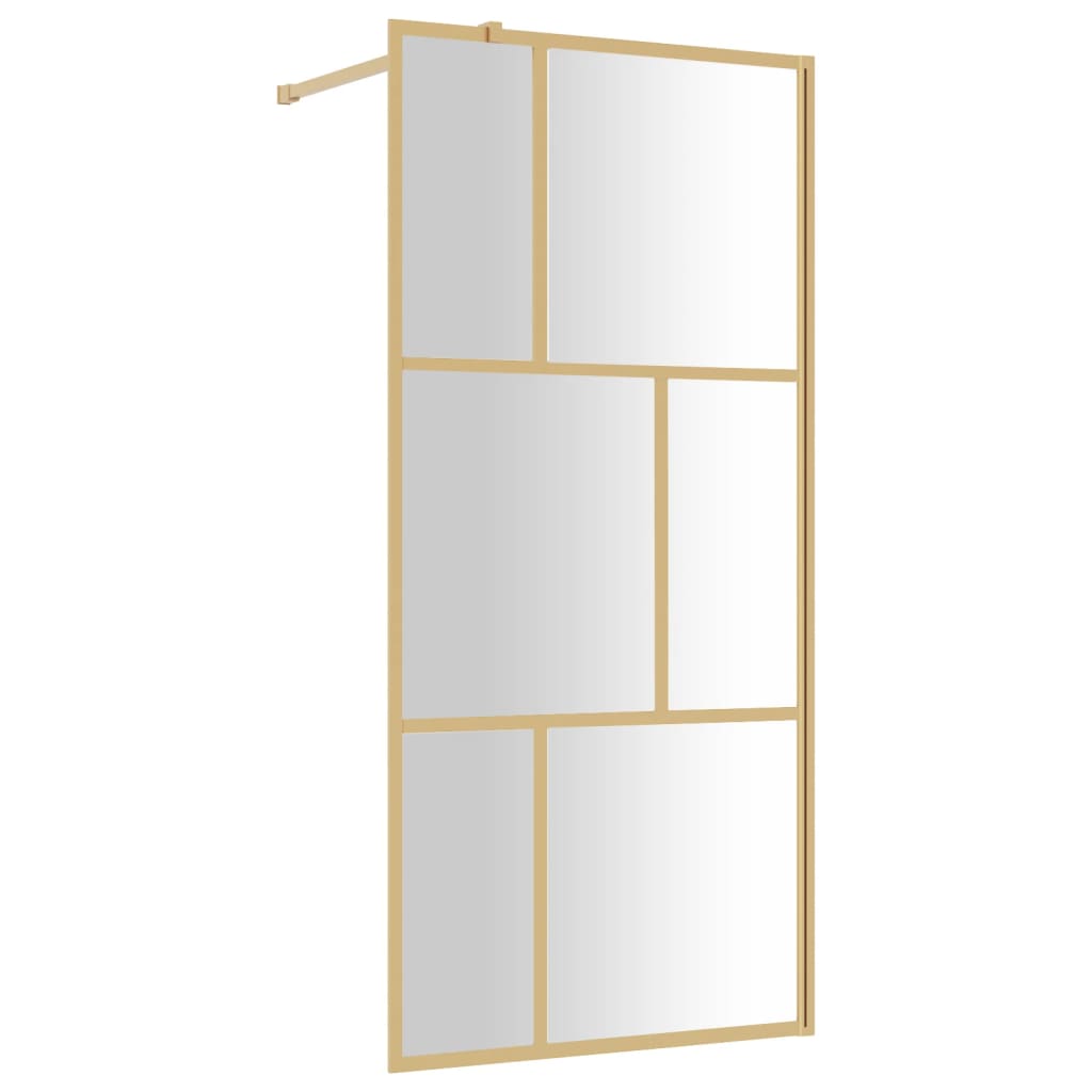 vidaXL Dušo sienelė su skaidriu ESG stiklu, auksinės spalvos, 90x195cm