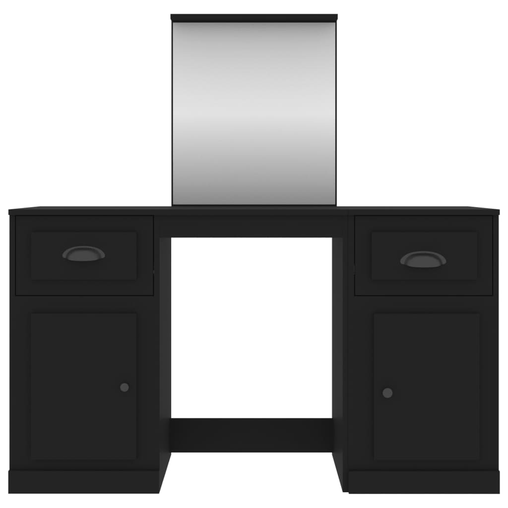 vidaXL Kosmetinis staliukas su veidrodžiu, juodas, 130x50x132,5cm