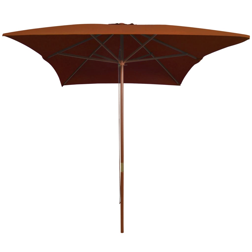 vidaXL Lauko skėtis su mediniu stulpu, terakota spalvos, 200x300cm
