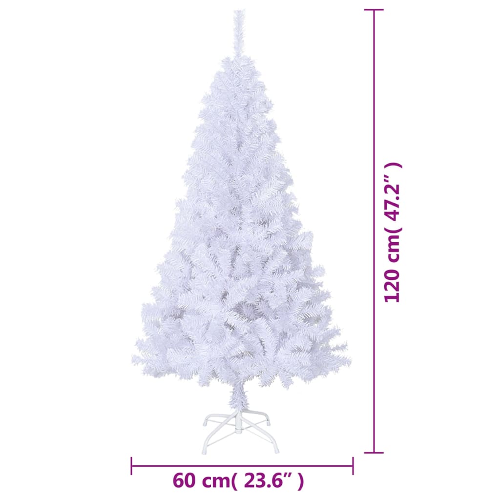 vidaXL Dirbtinė Kalėdų eglutė su storomis šakomis, balta, 120cm, PVC