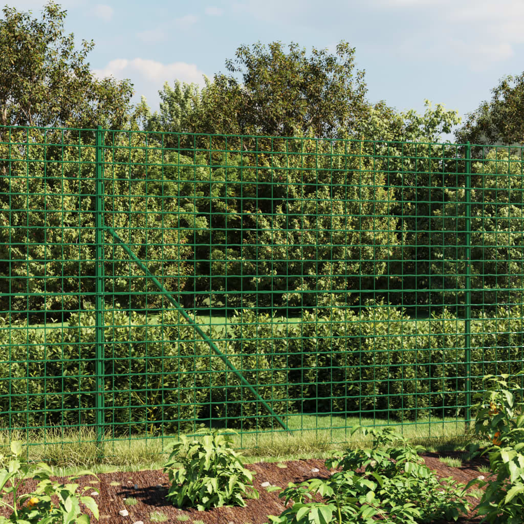 vidaXL Vielinė tinklinė tvora, žalia, 1,8x25m, galvanizuotas plienas