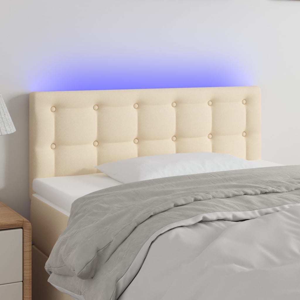 vidaXL Galvūgalis su LED, kreminės spalvos, 90x5x78/88cm, audinys