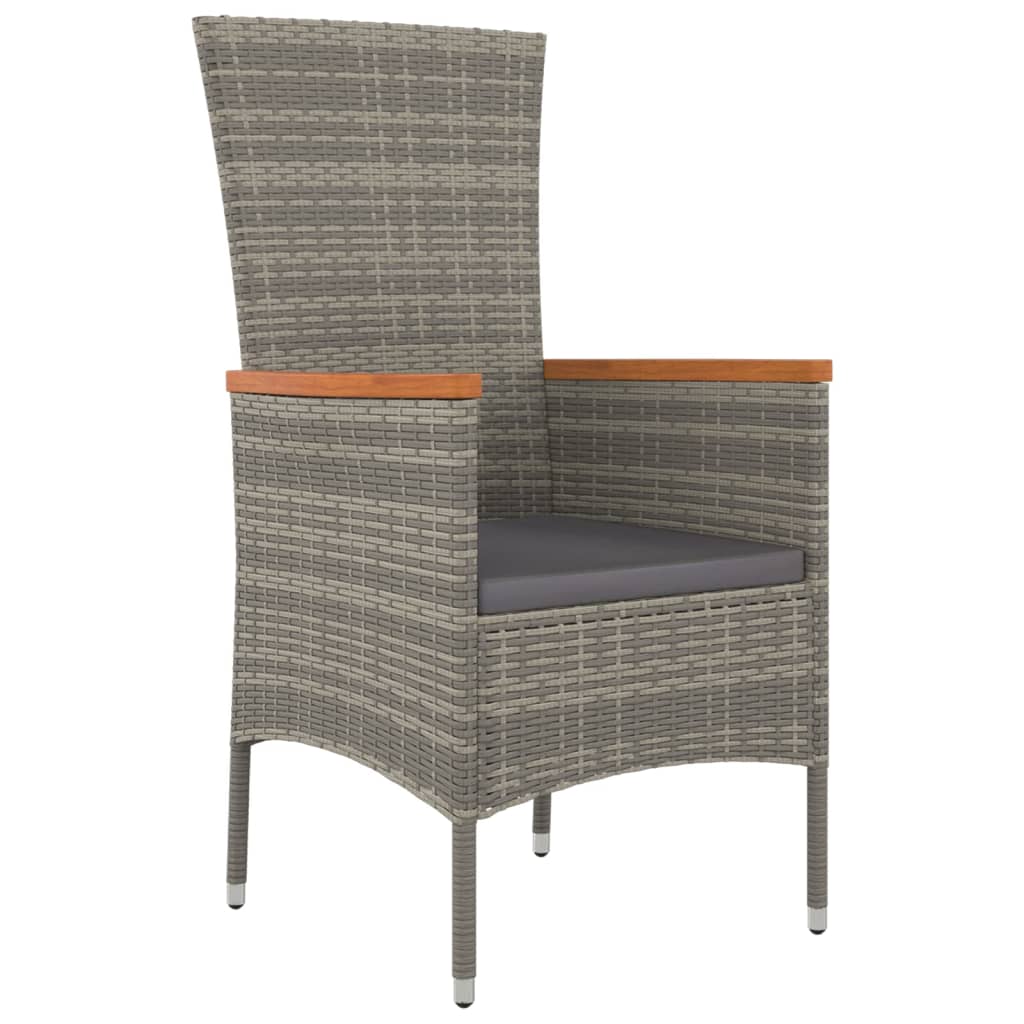 vidaXL Sodo kėdės su pagalvėlėmis, 2vnt., pilkos spalvos, poliratanas