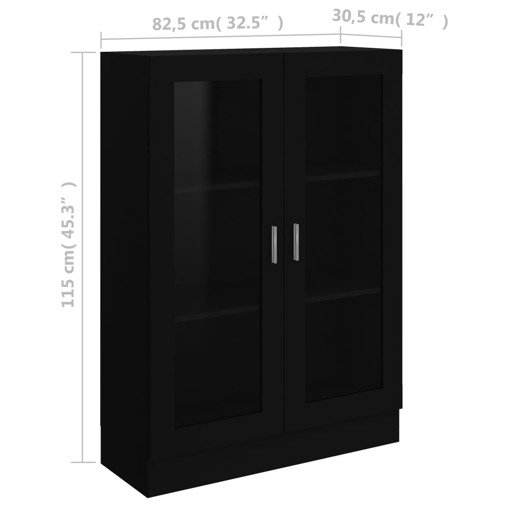 vidaXL Vitrininė spintelė, juodos spalvos, 82,5x30,5x115cm, MDP