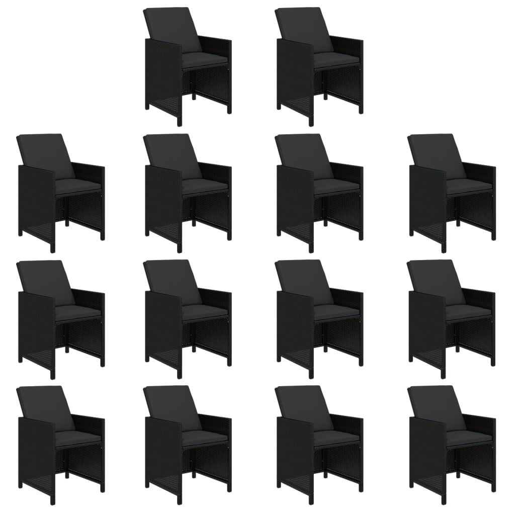 vidaXL Sodo komplektas su pagalvėlėmis, 15 dalių, juodas, poliratanas