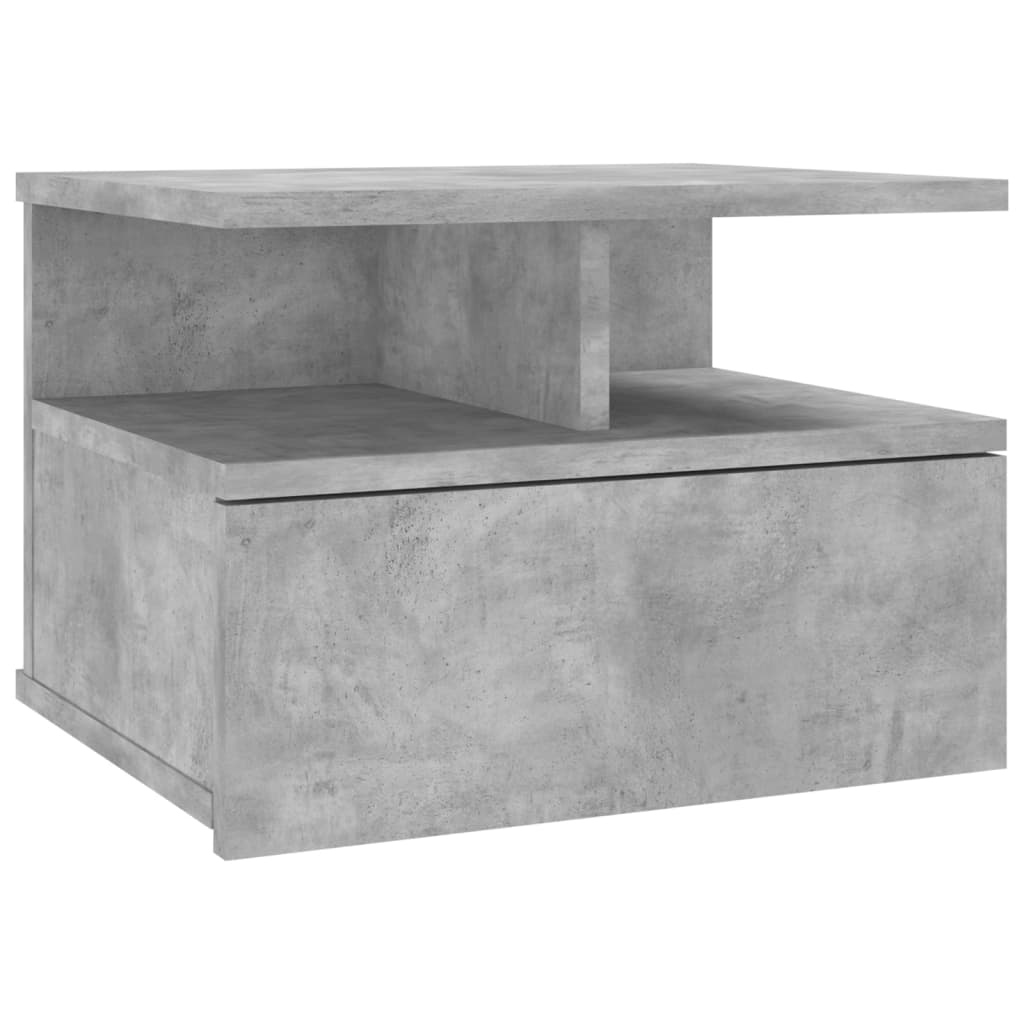 vidaXL Pakab. naktinis staliukas, betono pilkos sp., 40x31x27cm, MDP