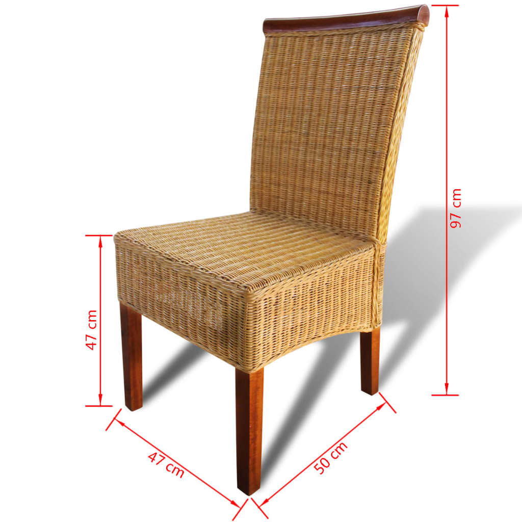 vidaXL Valgomojo kėdės, 2vnt., rudos, natūralus ratanas