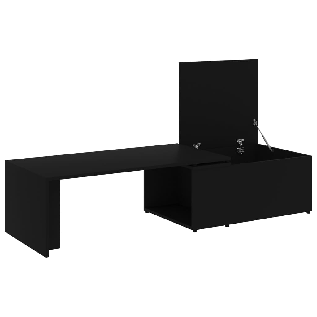 vidaXL Kavos staliukas, juodos spalvos, 150x50x35cm, MDP