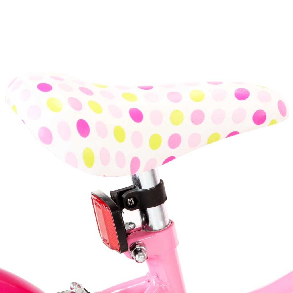 vidaXL Vaikiškas dviratis, baltos ir rožinės spalvos, 12 colių ratai
