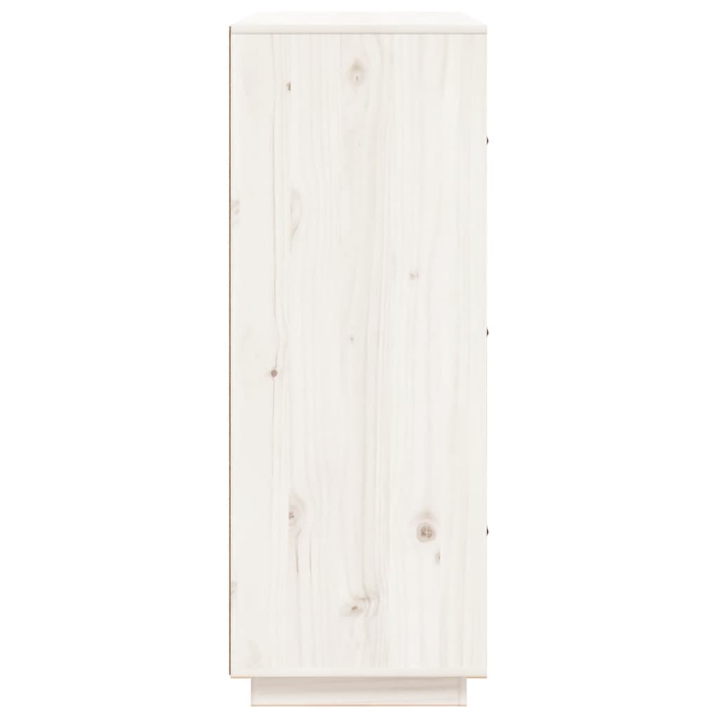 vidaXL Komoda, balta, 67x40x108,5cm, pušies medienos masyvas
