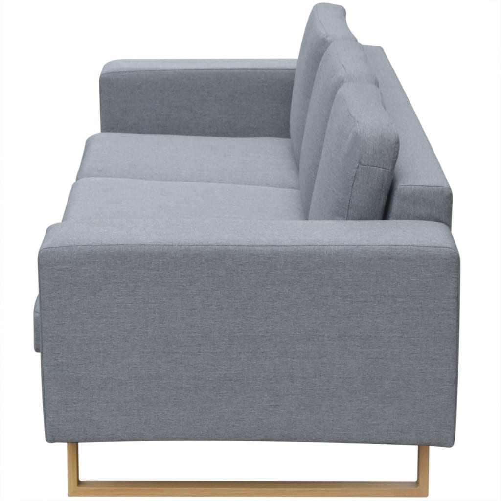 vidaXL trivietė medžiaginė sofa, šviesiai pilkos spalvos
