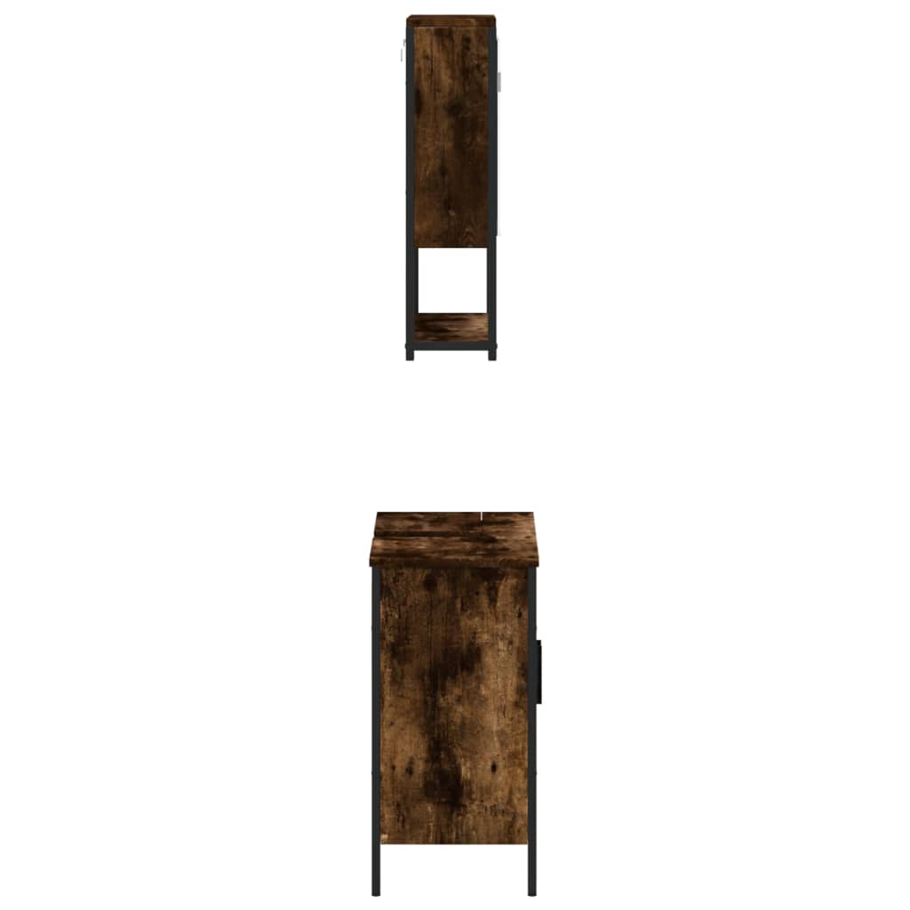 vidaXL Vonios baldų komplektas, 2 dalių, dūminio ąžuolo, mediena