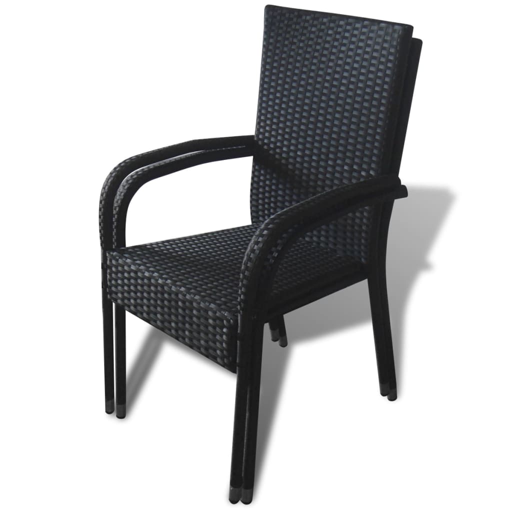 vidaXL Sodo kėdės, 2 vnt., sintetinis ratanas, juodos
