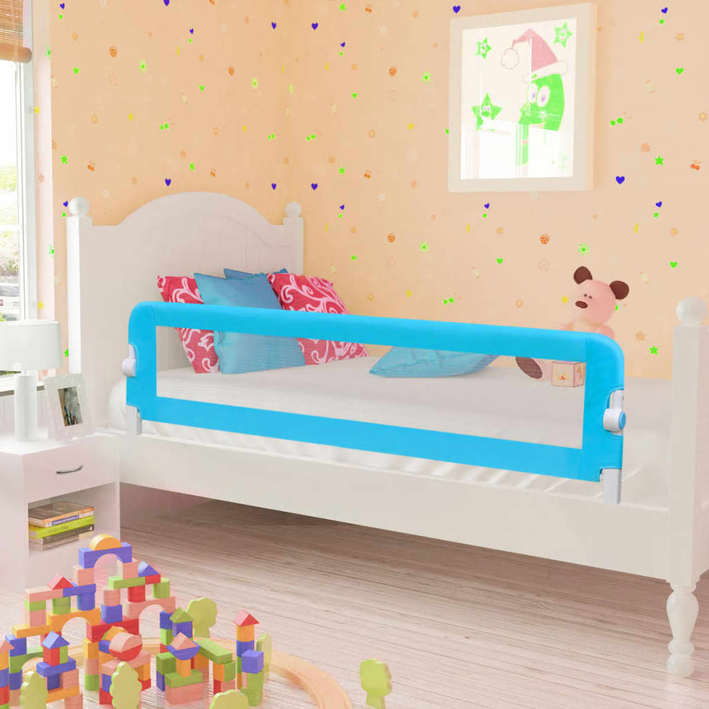 vidaXL Apsauginiai turėklai vaiko lovai, 2vnt., mėlyni, 150x42cm