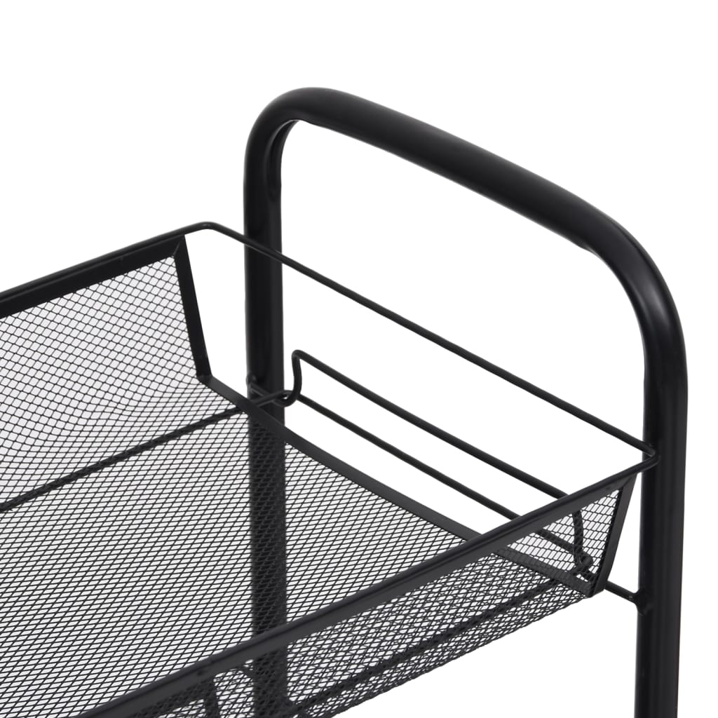 vidaXL Virtuvės vežimėlis, 5 aukštų, juodas, 46x26x105cm, geležis