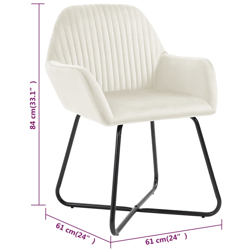vidaXL Valgomojo kėdės, 6vnt., kreminės spalvos, aksomas