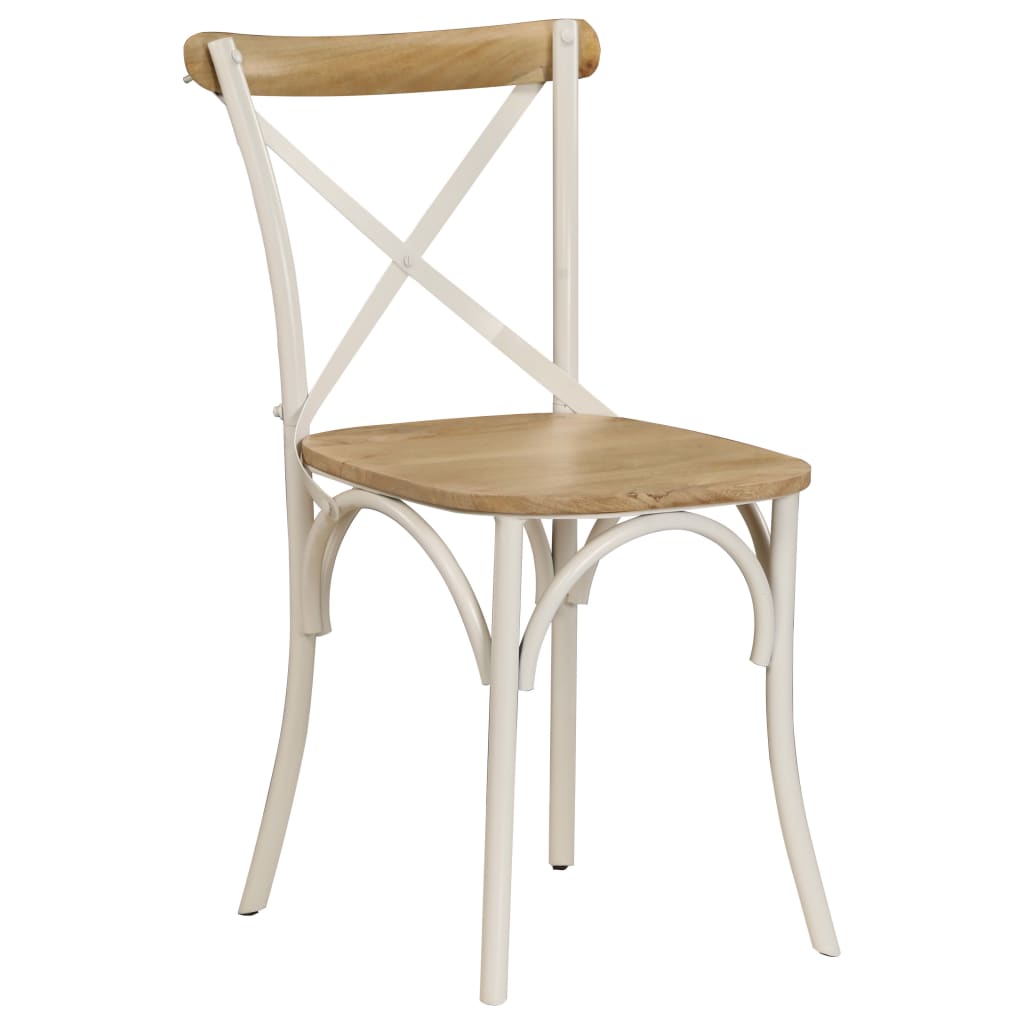 vidaXL Kėdės, 2vnt., baltos, 51x52x84cm, mango masyvas, kryžminis diz.