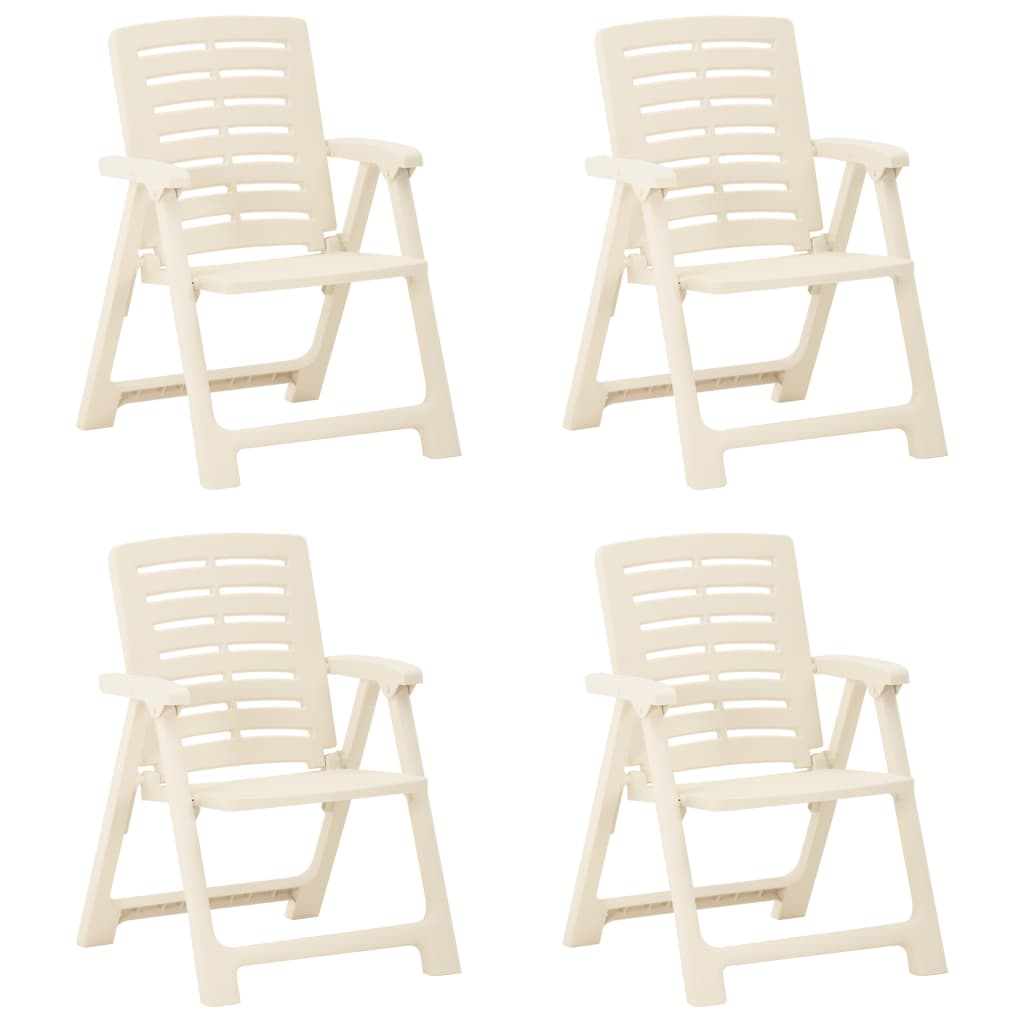 vidaXL Sodo kėdės, 4vnt., baltos spalvos, plastikas