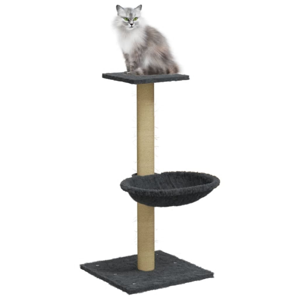 vidaXL Draskyklė katėms su stovu iš sizalio, tamsiai pilka, 74cm