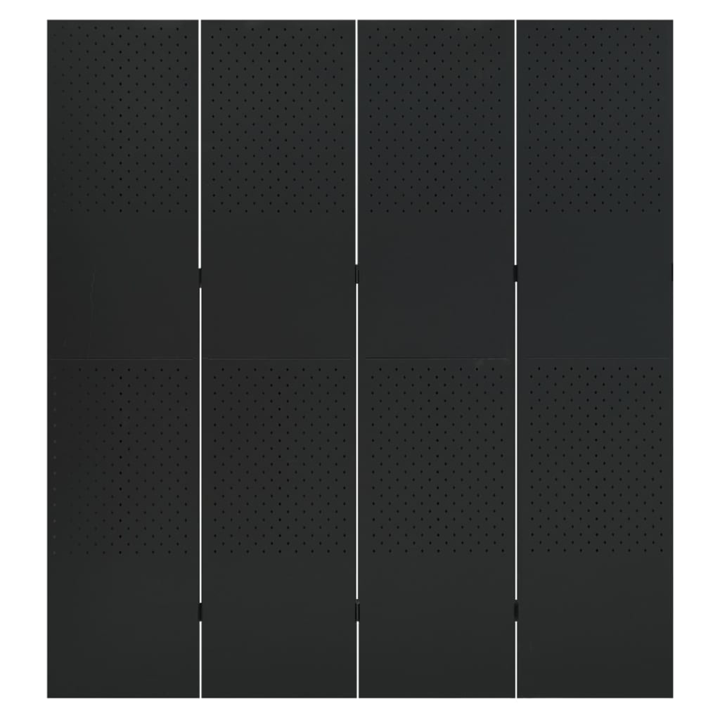 vidaXL Kambario pertvara, 4 dalių, juodos spalvos, 160x180cm, plienas