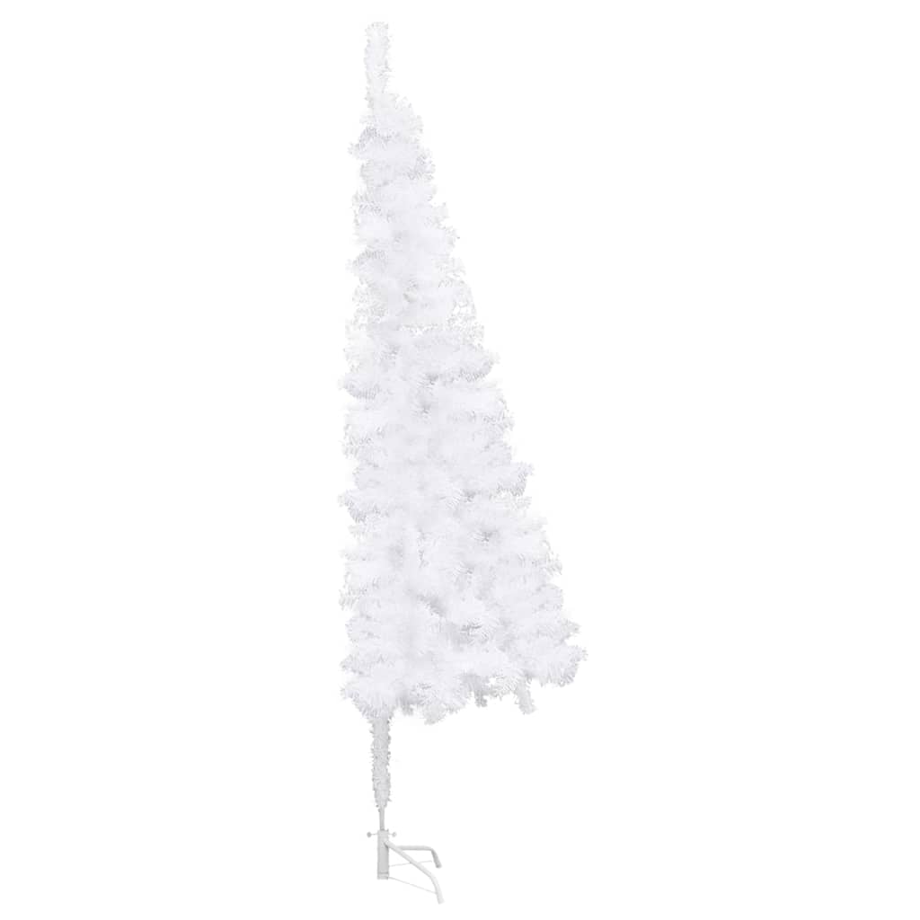 vidaXL Dirbtinė kampinė apšviesta Kalėdų eglutė, balta, 210cm, PVC