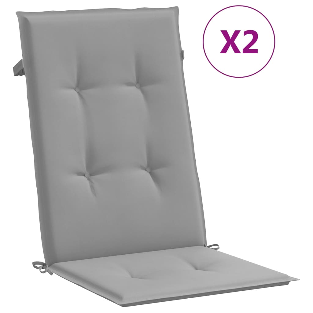 vidaXL Sodo kėdės pagalvėlės, 2vnt., pilkos, 120x50x3cm, audinys