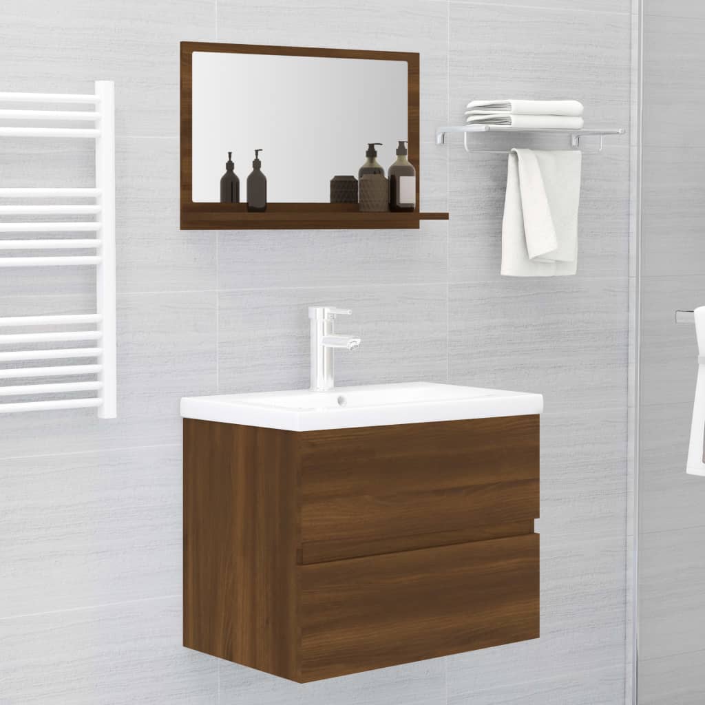 vidaXL Vonios veidrodis, rudas ąžuolo, 60x10,5x37cm, mediena