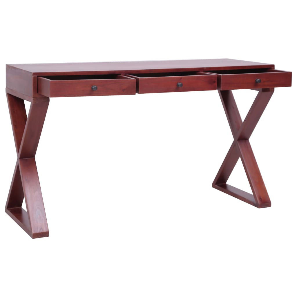 vidaXL Kompiuterio stalas, rudas, 115x47x77cm, raudonmedžio masyvas