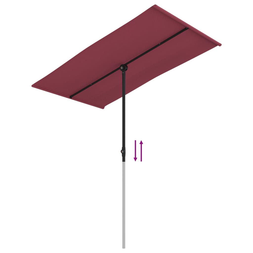 vidaXL Lauko skėtis su aliuminio stulpu, tamsiai raudonas, 180x110cm