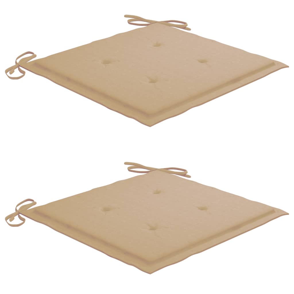 vidaXL Bistro komplektas su smėlio pagalvėlėmis, 3 dalių, tikmedis