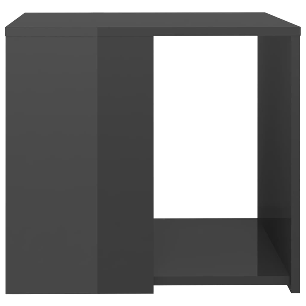 vidaXL Šoninis staliukas, pilkos spalvos, 50x50x45cm, MDP, blizgus