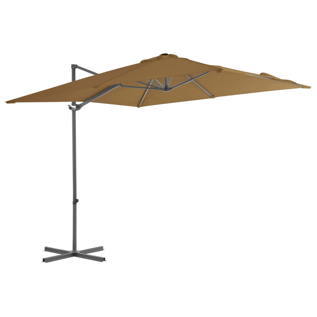 vidaXL Gem. form. saulės skėtis su plien. stulp., taupe sp., 250x250cm