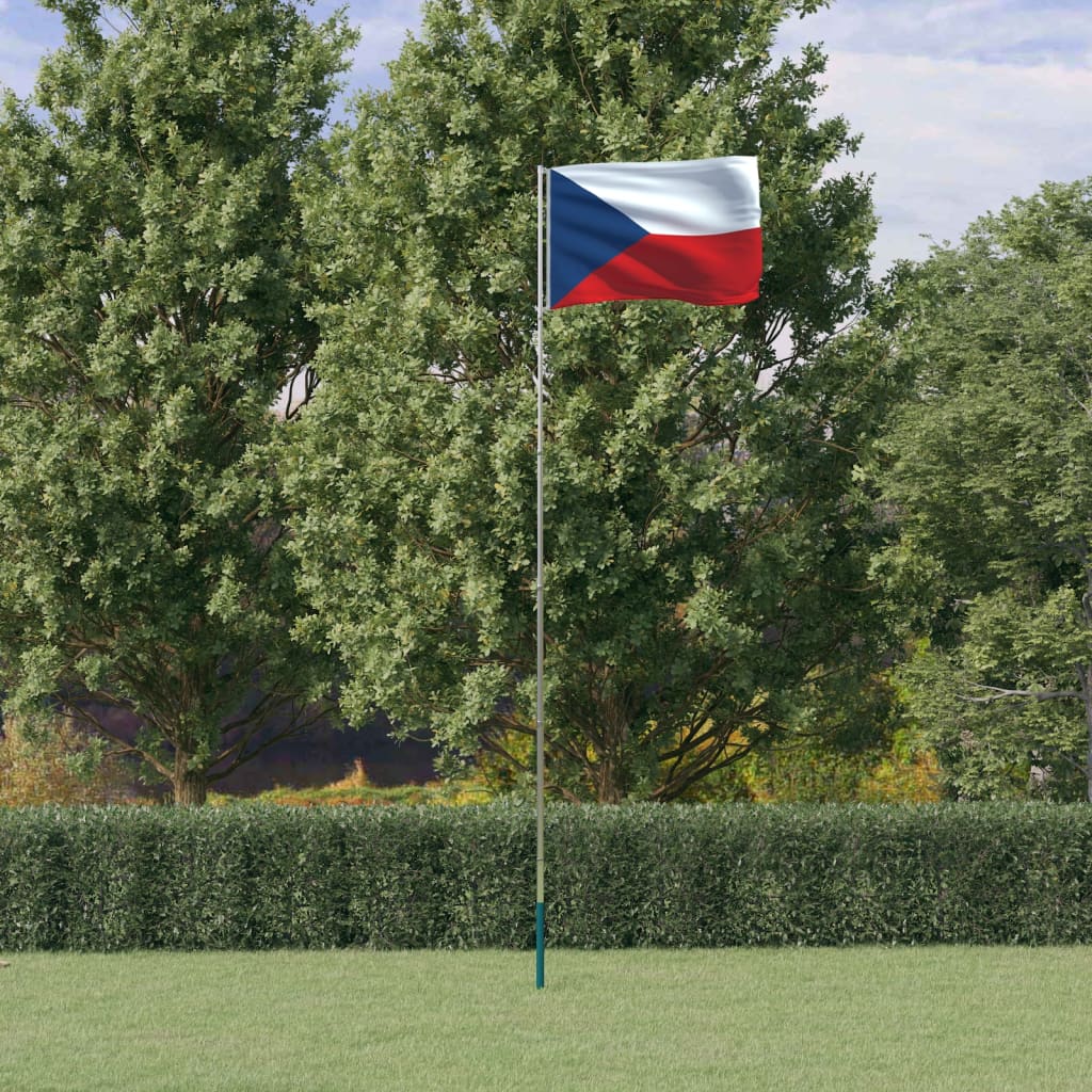 vidaXL Čekijos vėliava su stiebu, aliuminis, 5,55m