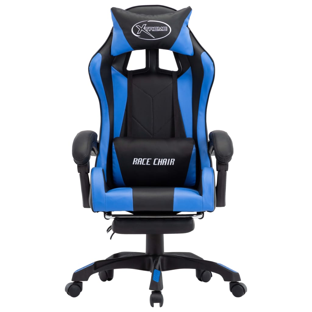 vidaXL Žaidimų kėdė su pakoja, mėlyna ir juoda, dirbtinė oda