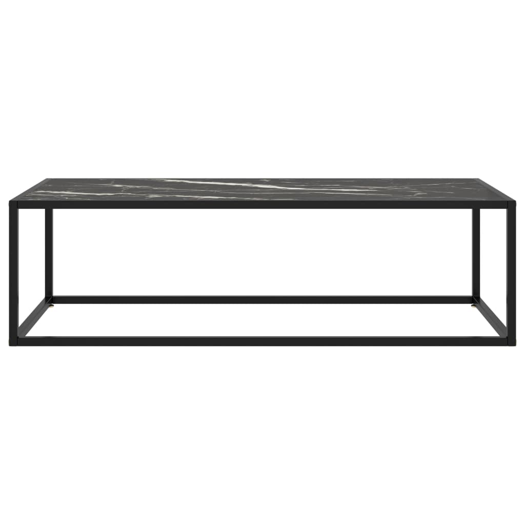 vidaXL Kavos staliukas su juodo marmuro stiklu, juodas, 120x50x35cm