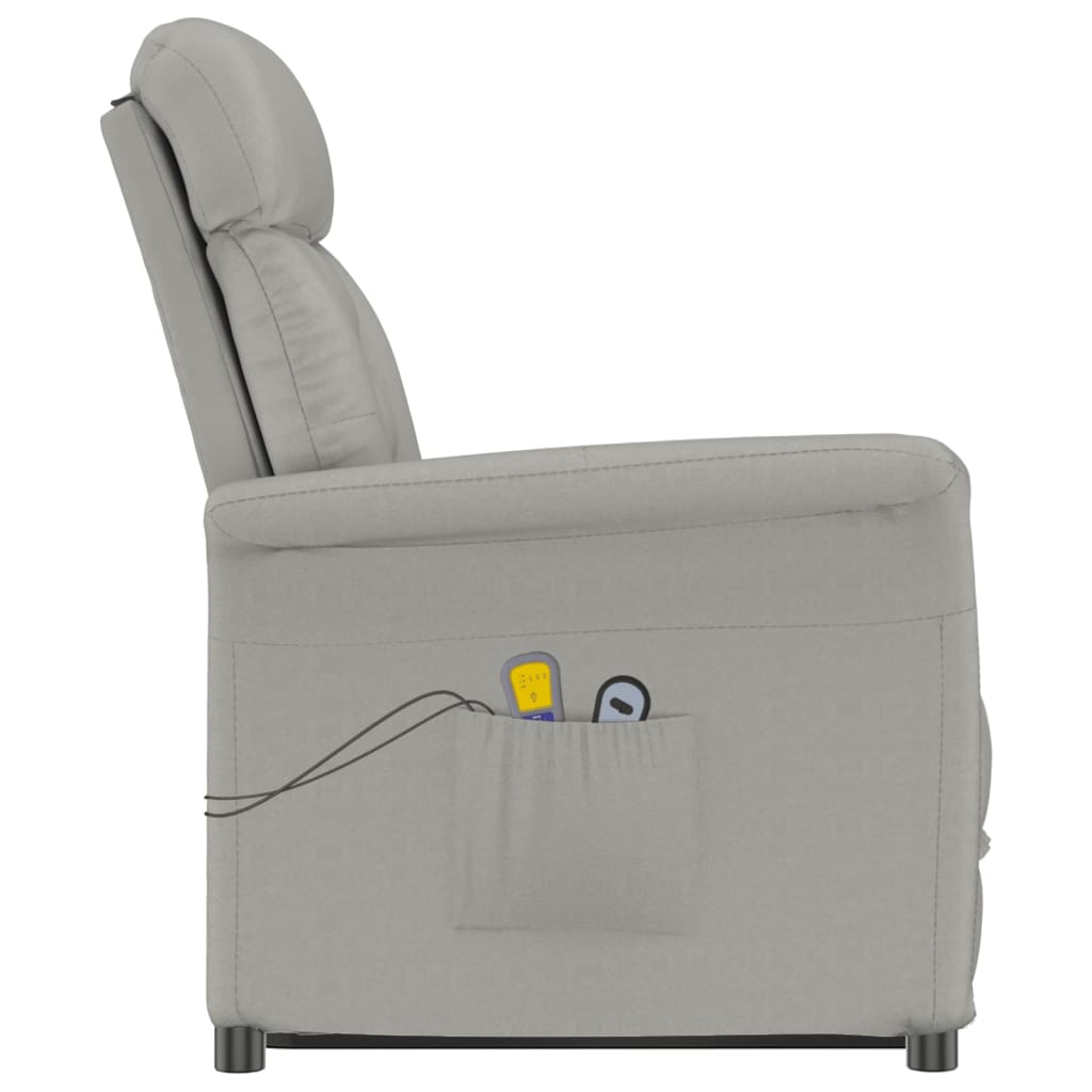 vidaXL Elektrinis masažinis krėslas, pilkas, dirbtinė versta oda