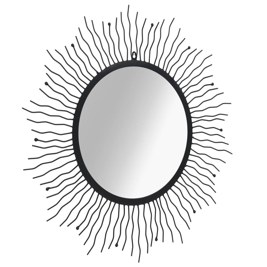 vidaXL Sodo sieninis veidrodis, saulės formos, 80cm, juodas, 245924