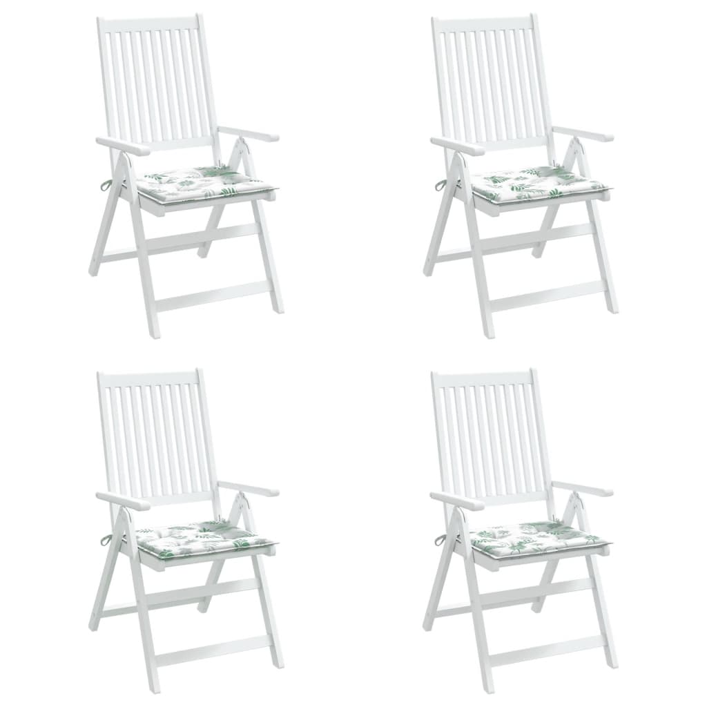 vidaXL Kėdės pagalvėlės, 4vnt., 50x50x3cm, audinys, su lapais