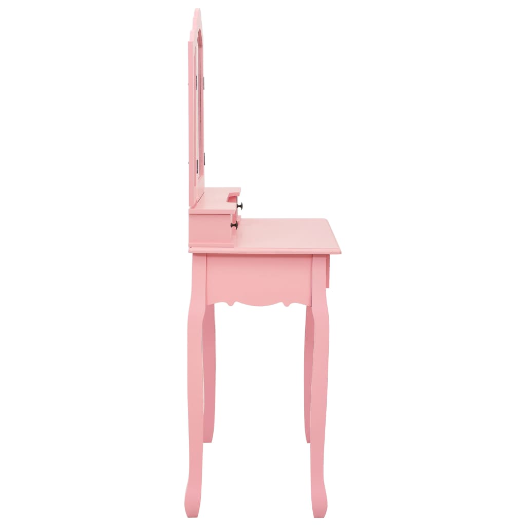 vidaXL Kosmetinio staliuko rinkinys, rožinis, 80x69x141cm, paulovnija