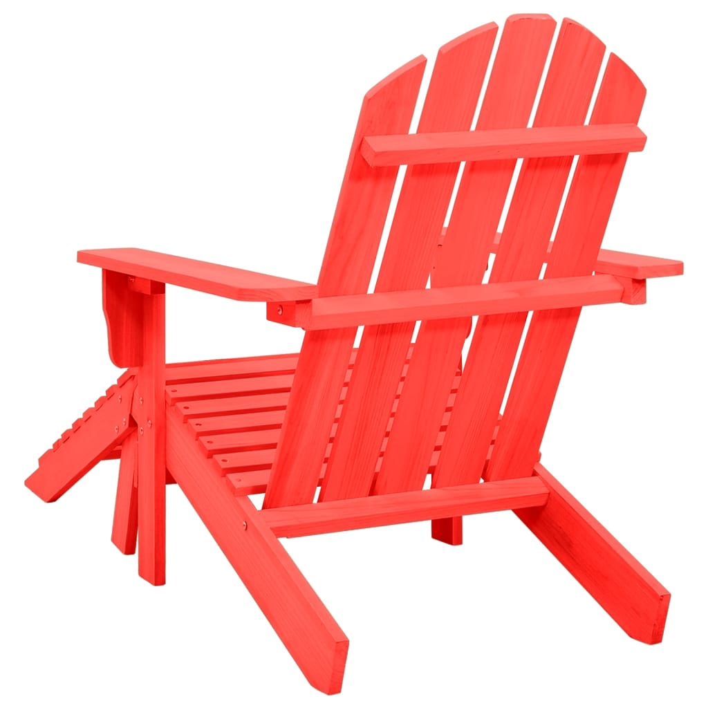 vidaXL Sodo Adirondack kėdė su otomane, raudona, eglės masyvas