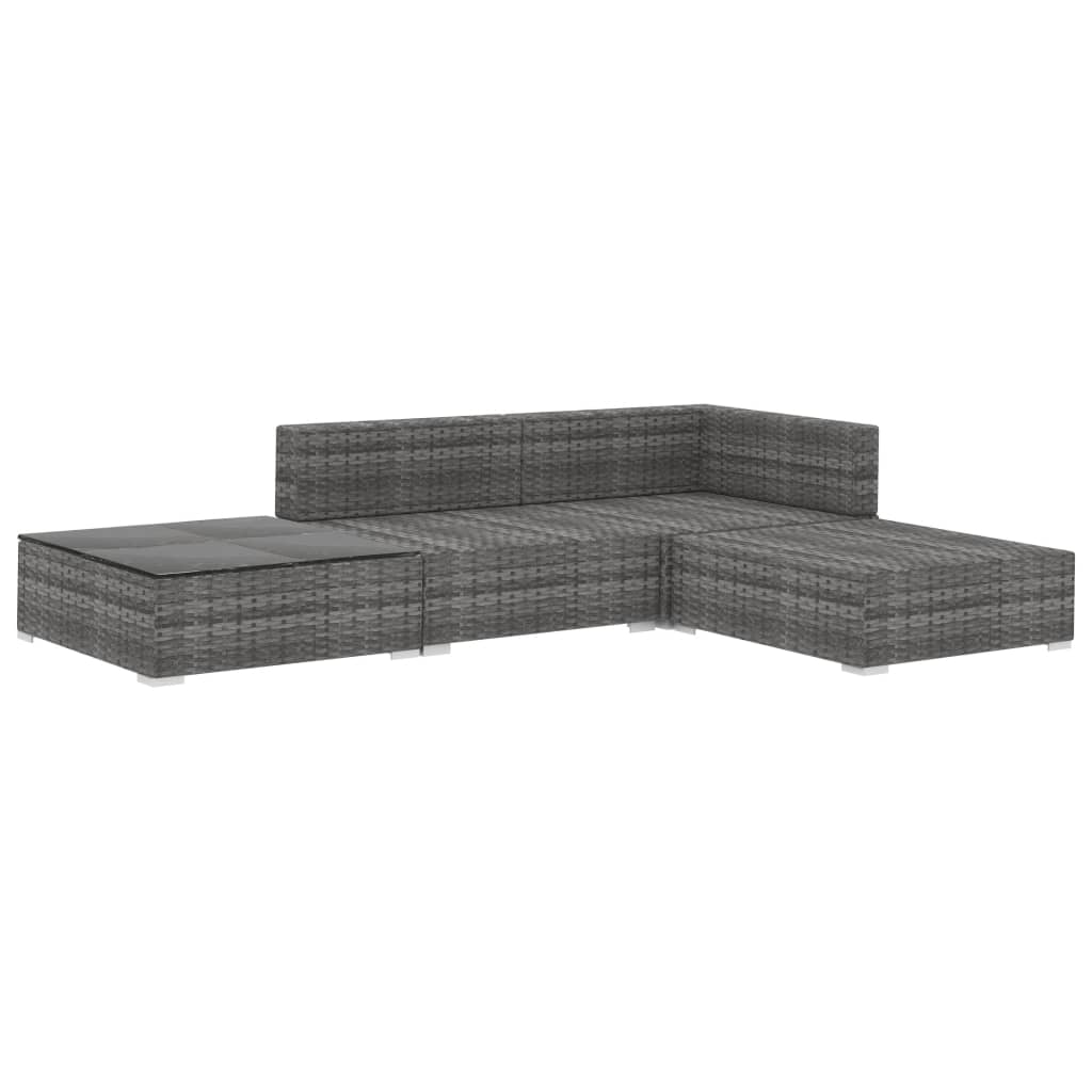 vidaXL Sodo baldų komplektas su pagalvėlėmis, 4d., pilkas, poliratanas
