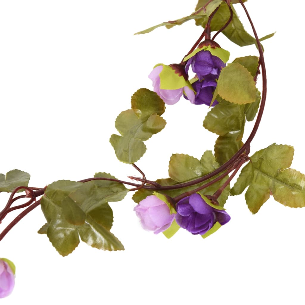 vidaXL Dirbtinių gėlių girliandos, 6vnt., šviesiai violetinės, 215cm