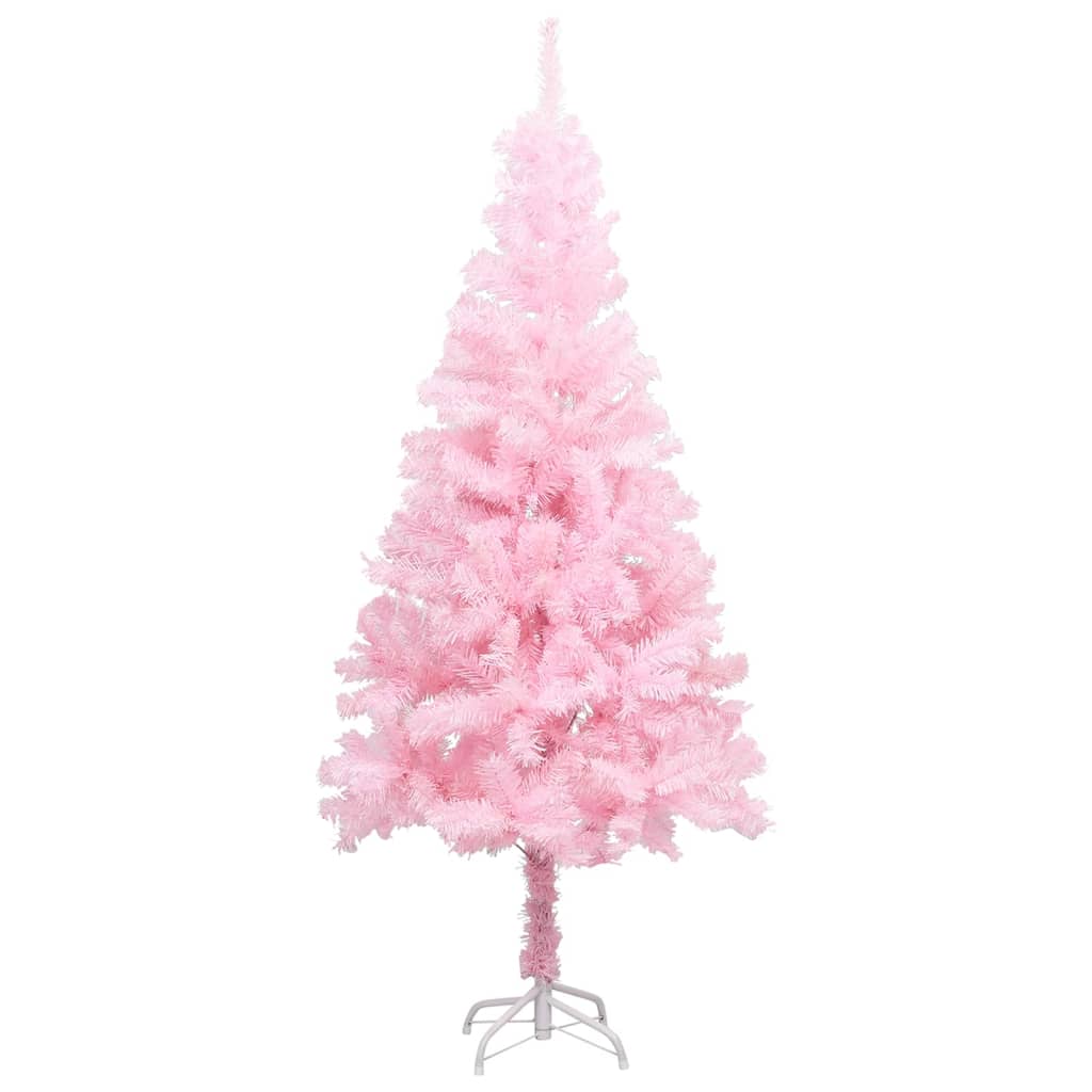 vidaXL Dirbtinė apšviesta Kalėdų eglutė su stovu, rožinė, 120cm, PVC