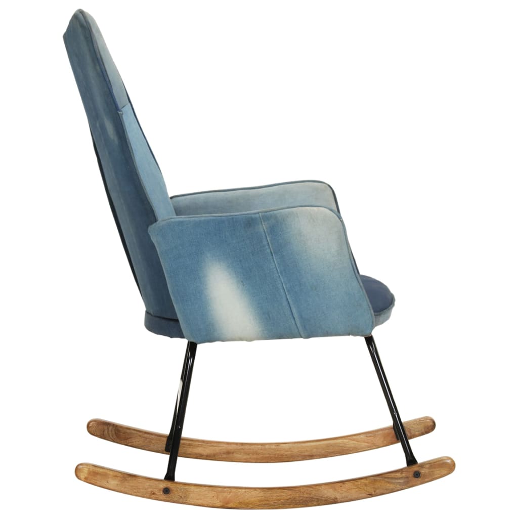 vidaXL Supama kėdė, mėlynos spalvos, drobė, skiautinio dizaino