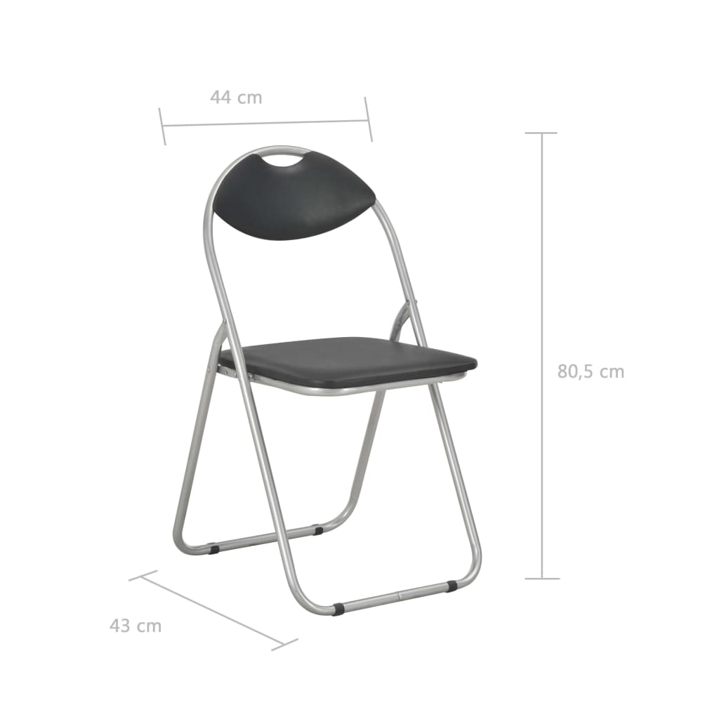 vidaXL Sulankstomos valgomojo kėdės, 4vnt., juodos sp., dirbtinė oda