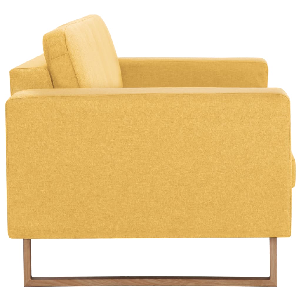 vidaXL Trivietė sofa, geltona, audinys
