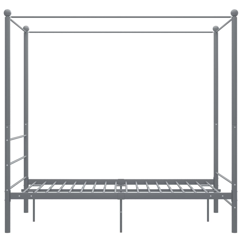 vidaXL Lovos rėmas su baldakimu, pilkos spalvos, 140x200cm, metalas