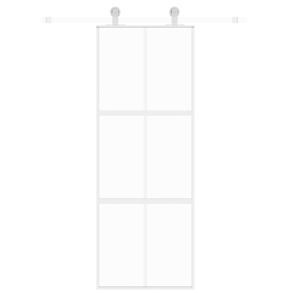 vidaXL Stumdomos durys, baltos, 76x205cm, grūdintas stiklas/aliuminis