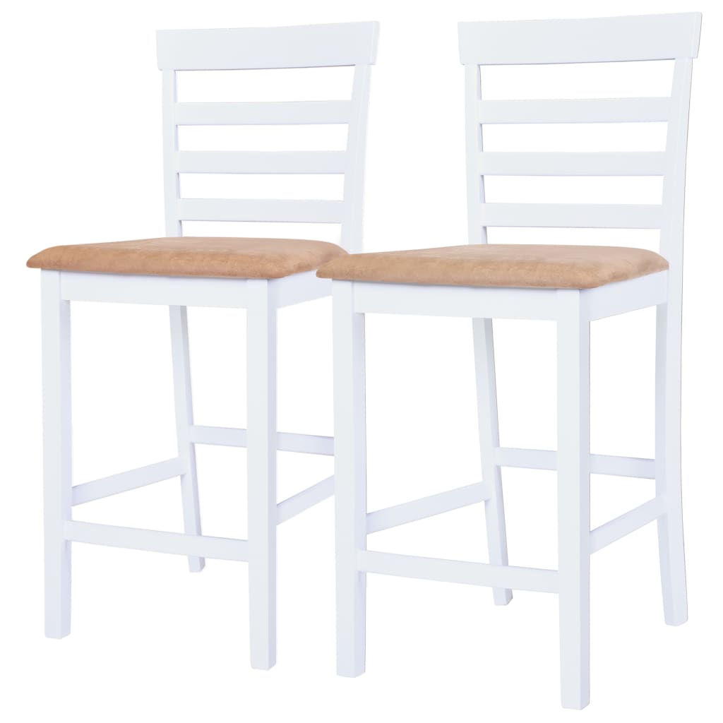 vidaXL Baro stalo ir kėdžių kompl., 3d., med. mas., rud. ir balt. sp.