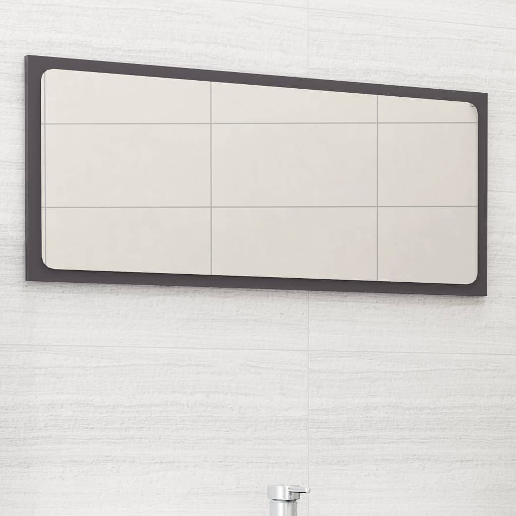 vidaXL Vonios kambario veidrodis, pilkas, 80x1,5x37cm, MDP, blizgus